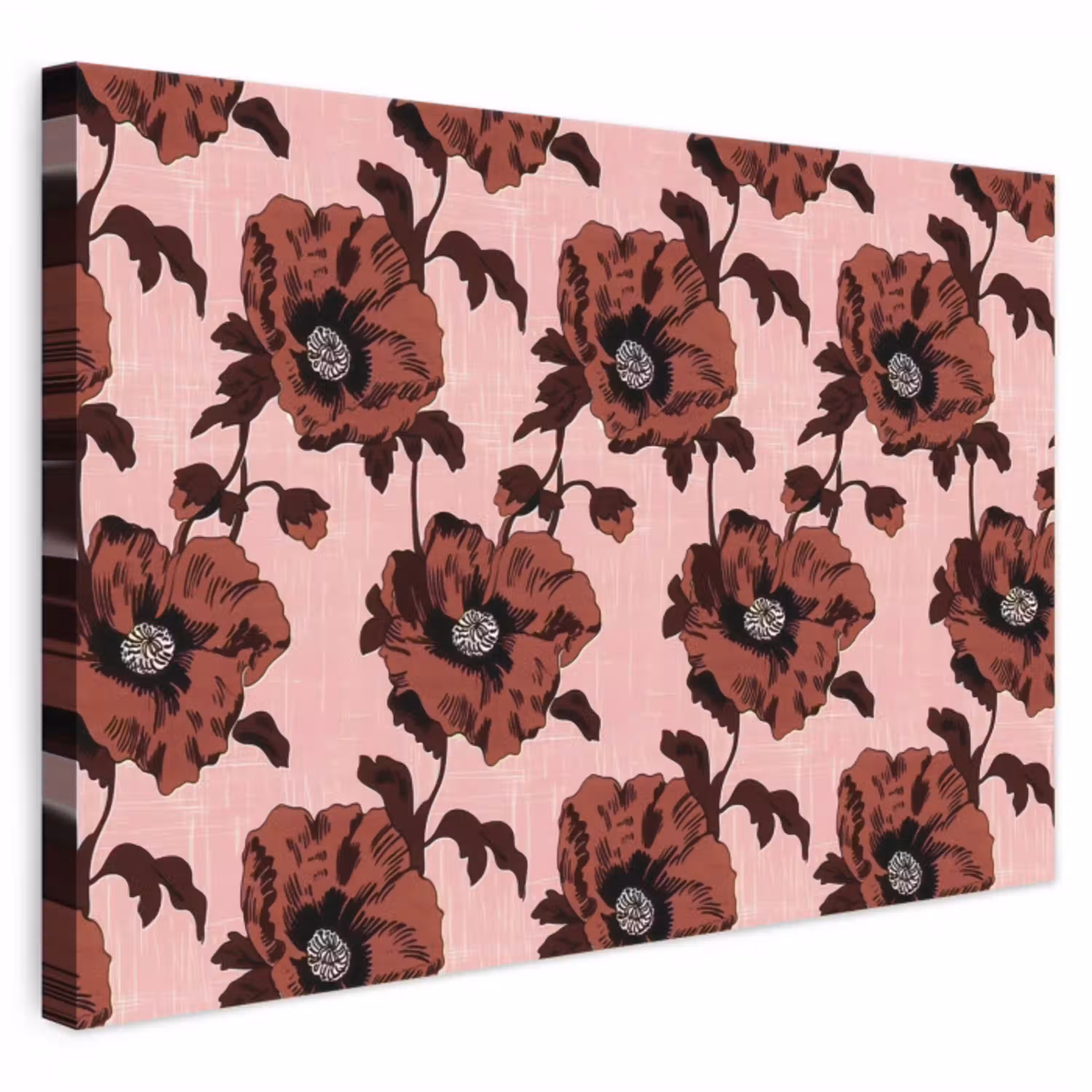 Bloemen - Retro - Rood canvas 2cm klein 34 -3d