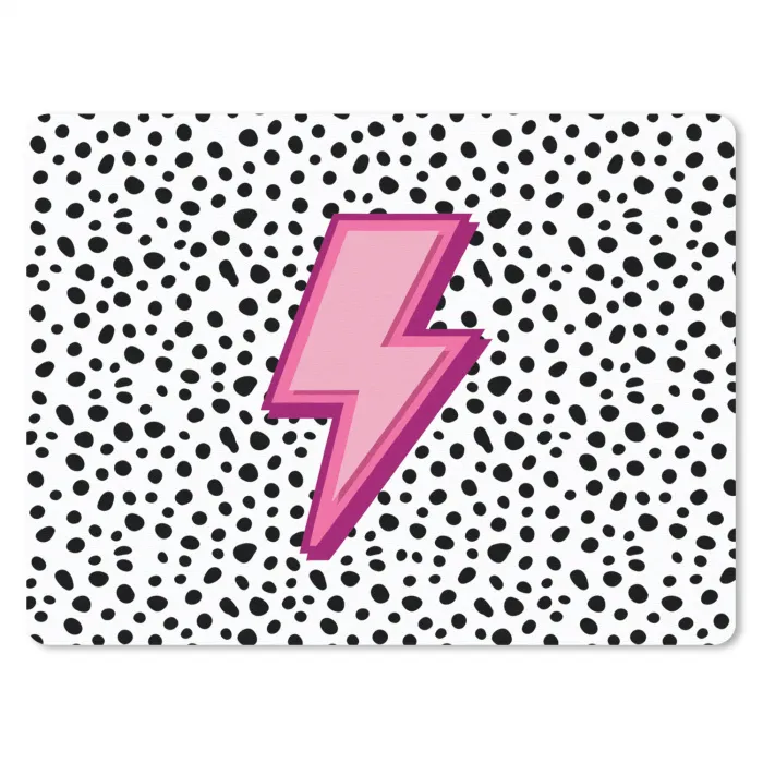 Bliksem - Roze - Stippen muismat rubber klein -3d