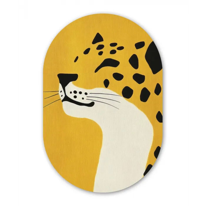 Cheetah - Illustratie - Geel Wandcirkel Ovaal Glas middel -3d