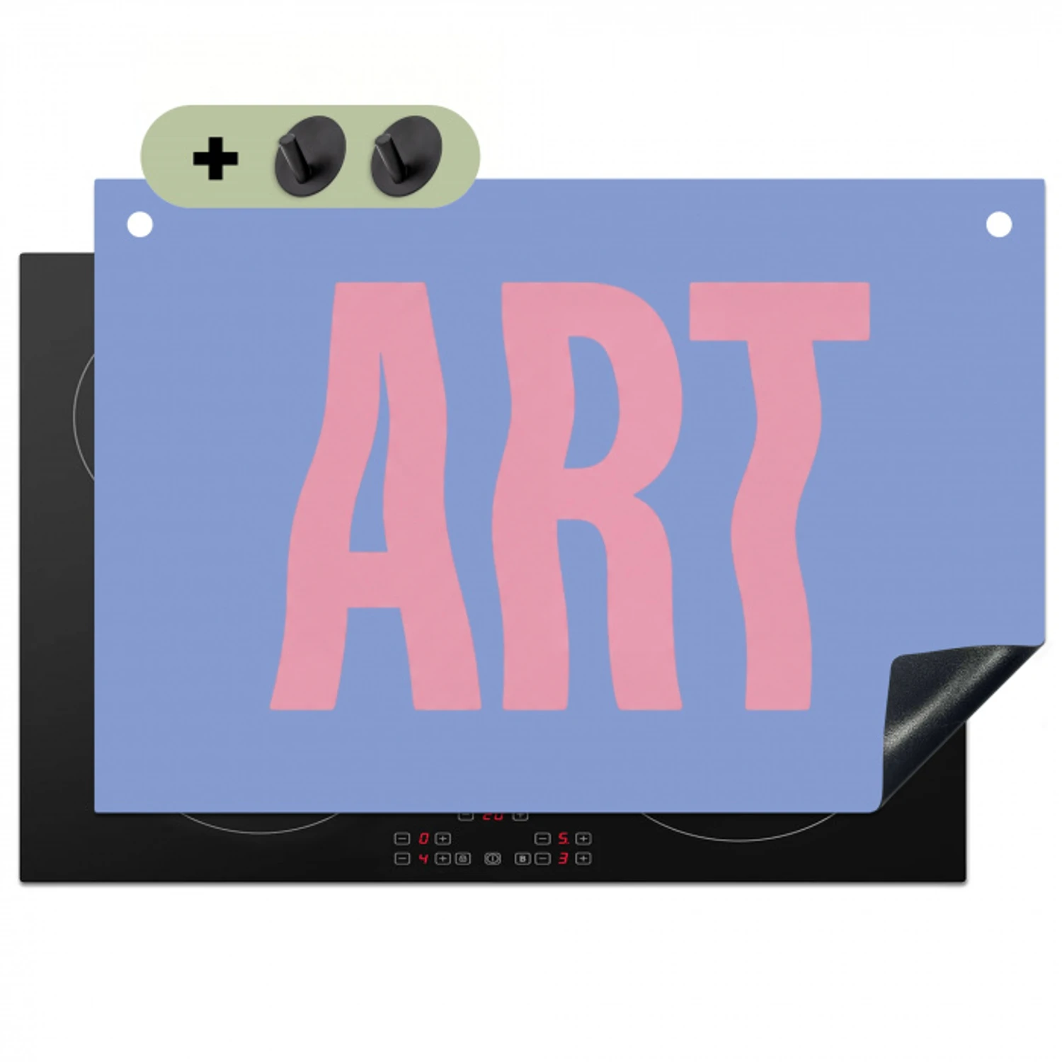 Art - Roze - Blauw Inductie beschemer met haakjes klein -3d