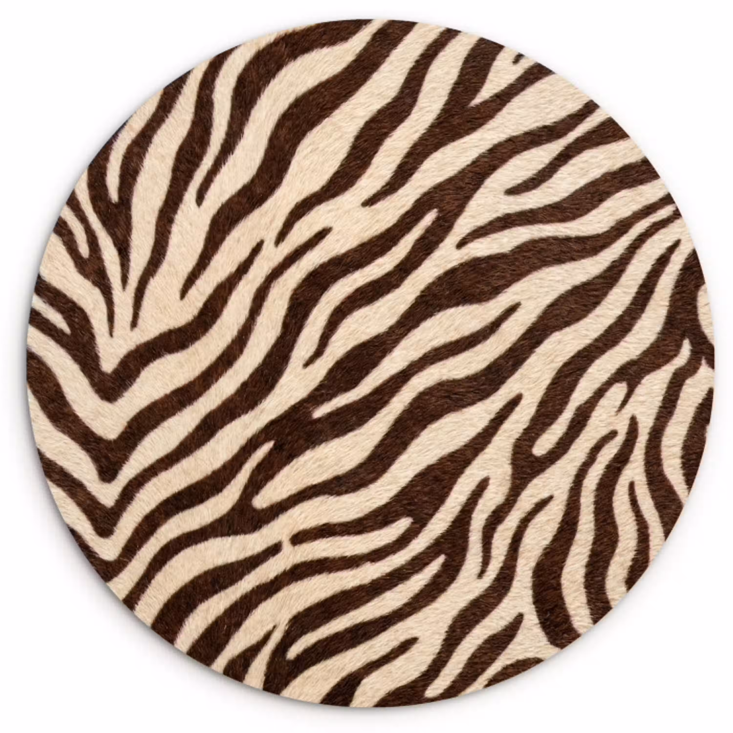 Zebra - Strepen - Bruin Wandcirkel kunststof plaat 5mm dik klein -3d