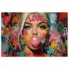 Vrouw - Kauwgom - Graffiti - Love poster papier klein -3d