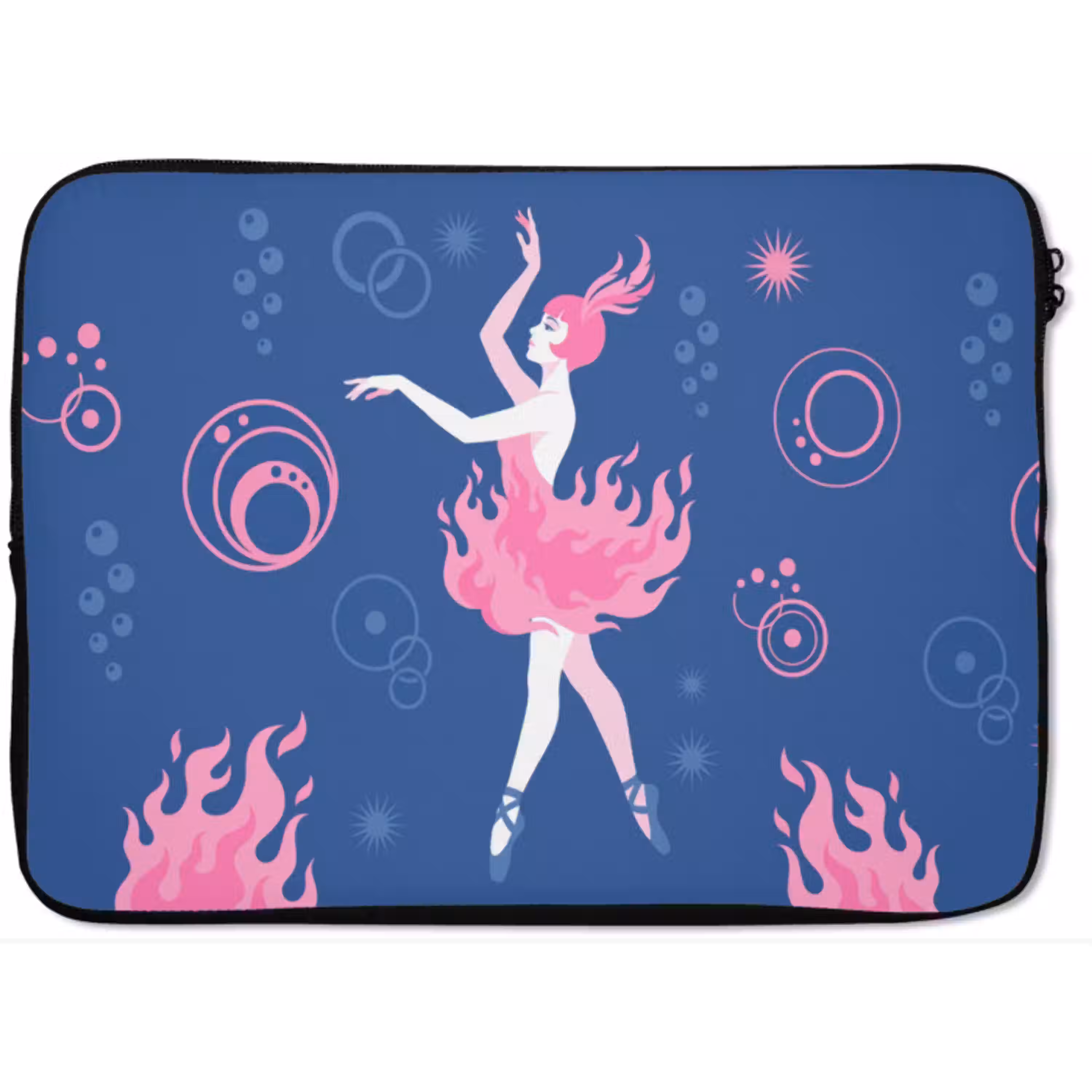 Danseres - Vlammenrok - Abstract - Roze - Blauw laptophoes neopreen klein -zkaufland3dotto