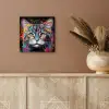 Kat - Graffiti - Dieren - Kleuren - Grijs aluminium wit klein -sfeer4