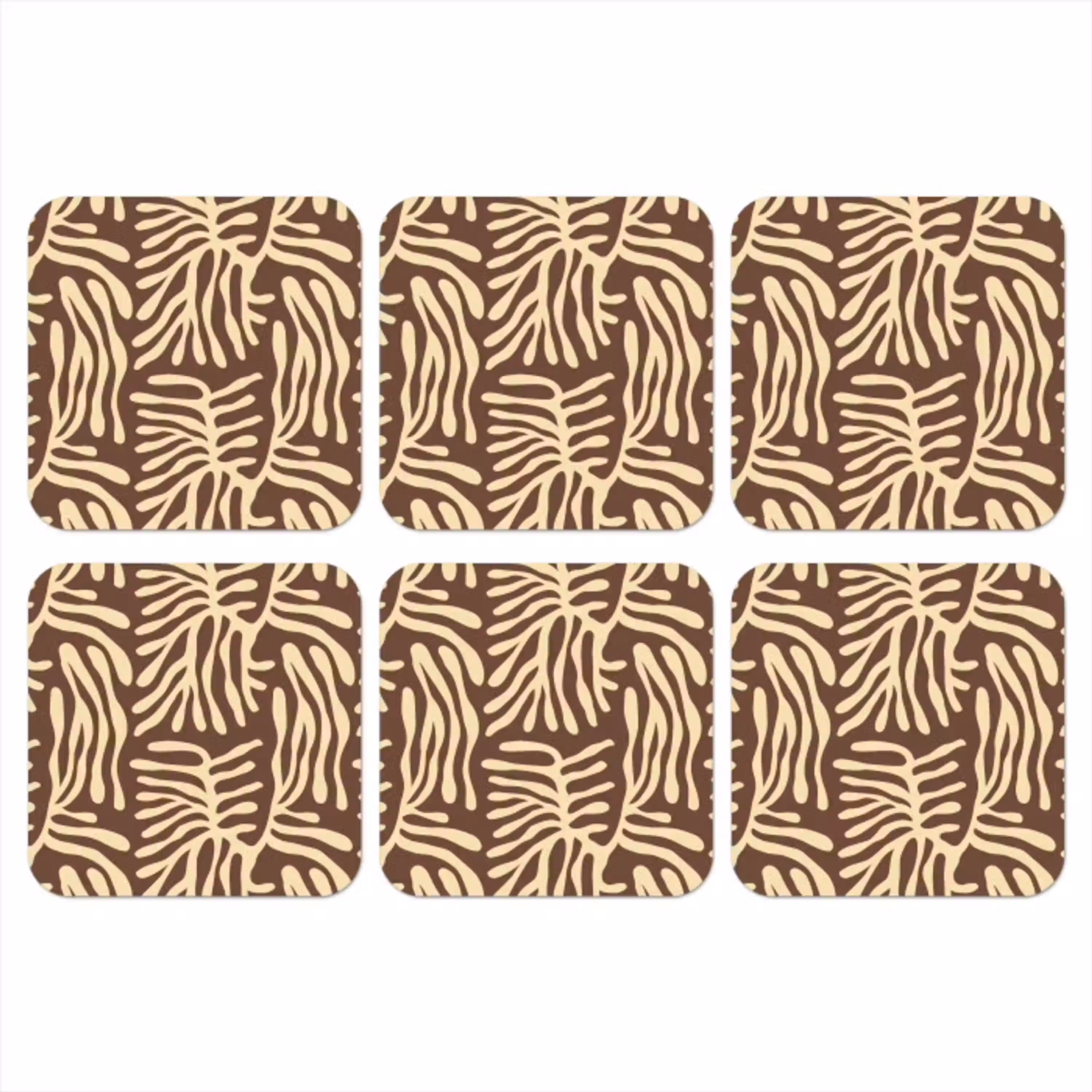 Bruin - Koraal - Expressief - Patroon onderzetter kurk middel 366 -3d