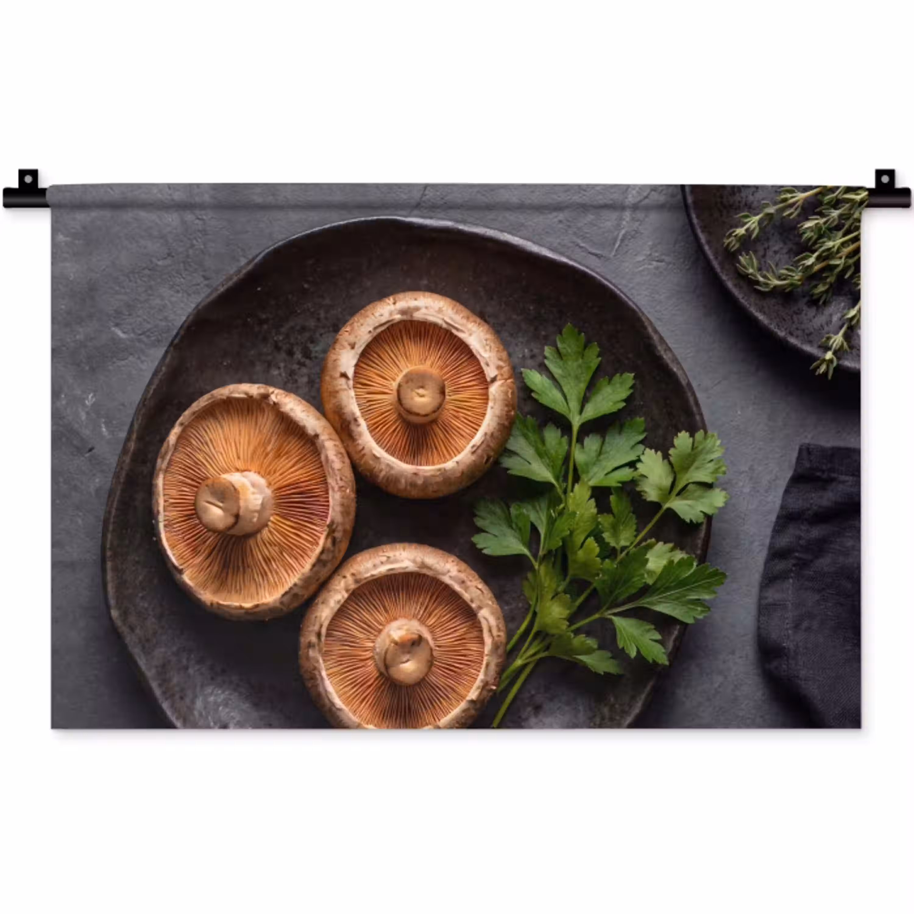 Paddestoelen - Kruiden - Eten Wandkleed katoen klein -zz3d