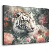 Tijger - Wilde dieren - Bloemen - Jungle Textielframe - compleet frame klein -3d