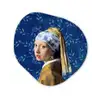 Meisje met de parel - Delfts blauw - Vermeer - Bloemen - Schilderij - Oude meesters Wandcirkel Organisch Forex 3mm klein -3d