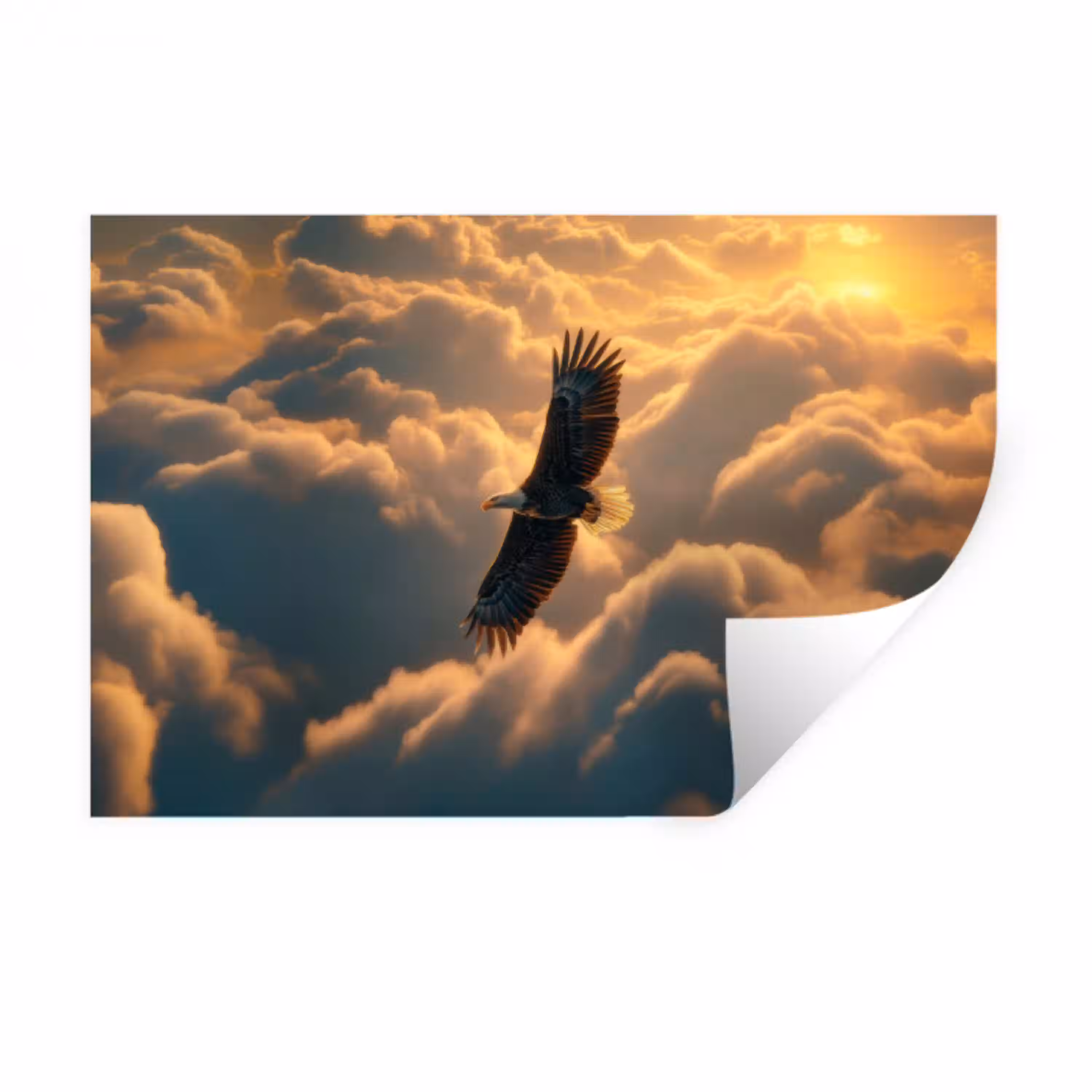 Adelaar - Wolken - Zon Muursticker klein -3d