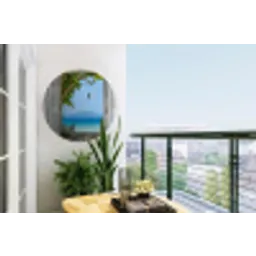 Strand - Tropisch - Zee - Doorkijk Wandcirkel tuinposter met ringen klein -buiten1