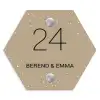 Beige met stippen - Klassiek Naambord Hexagon klein -3d