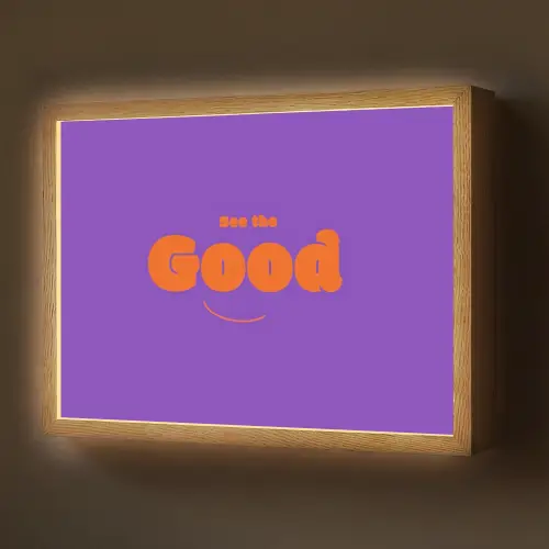 See the good - Oranje - Paars - Smiley Light Box met batterij (Wandlamp) middel -z3d_website