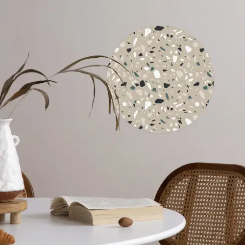 Terrazzo - Patroon - Groen Wandcirkel behangsticker klein 186 -sfeer3