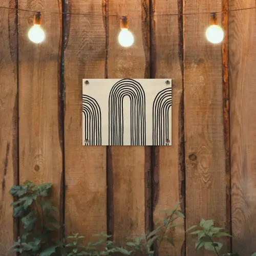 Boogvormen - Zwart - Strak tuinposter los doek klein -sfeer1