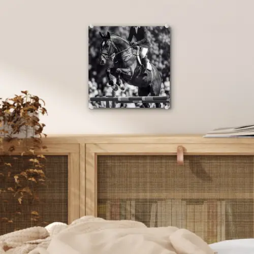 Springen - Paard - Zwart - Wit plexiglas 5mm klein -sfeer4
