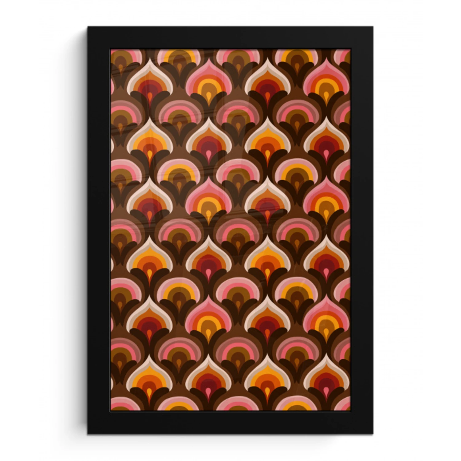 Patroon - Retro - Kleurrijk fotolijst zwart zonder passe partout klein 224 -3d