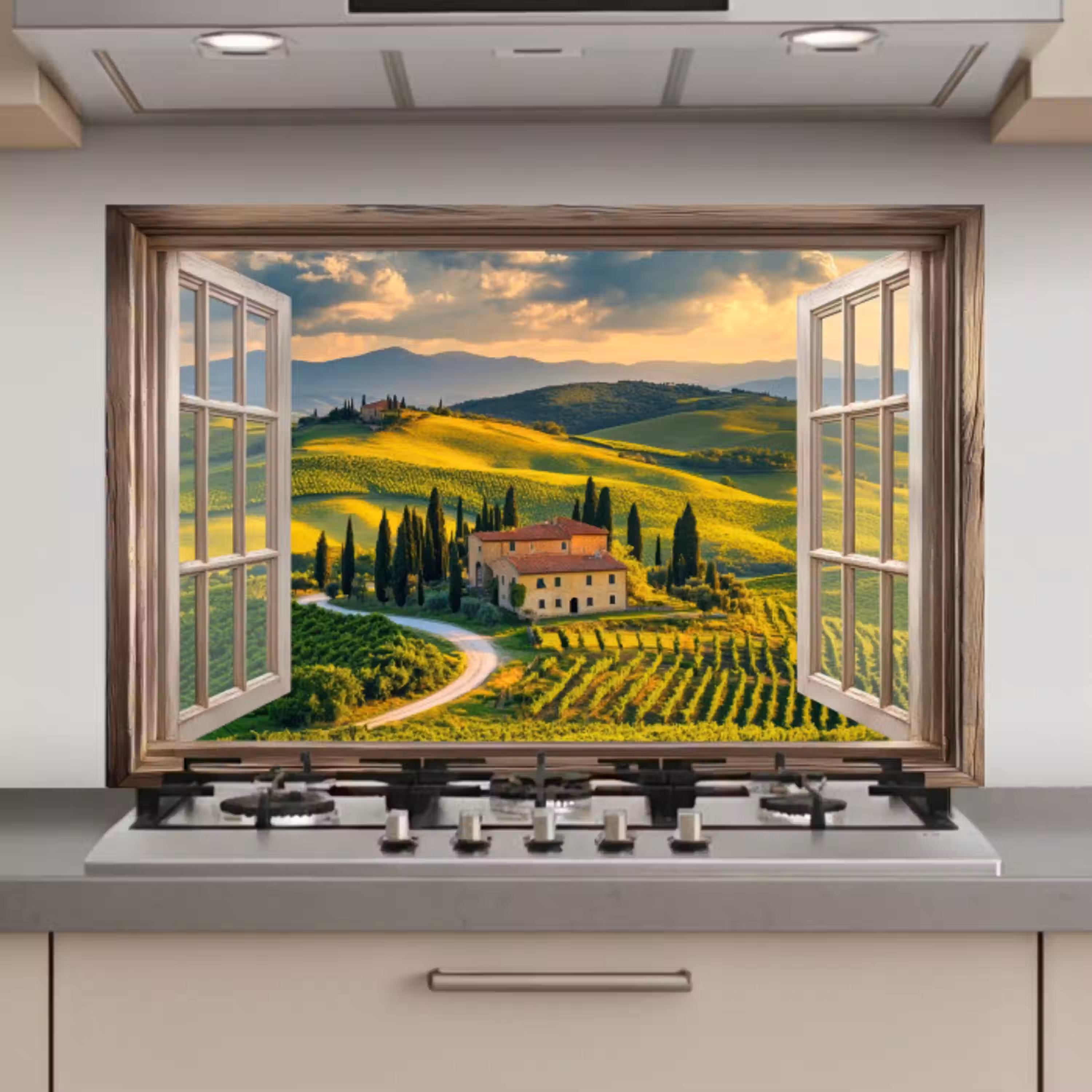 Doorkijk - Toscane - Uitzicht - Landschap - Zomer keuken achterwand spatscherm klein -3d_website