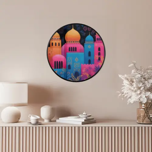 Kleurrijk - Stad - Nacht - Islamitisch Fotolijst rond zonder passe partout klein -sfeer3