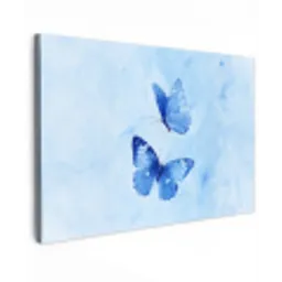 Vlinders - Sierlijk - Blauw Tuinposter op houten frame 2 cm dik klein -3d