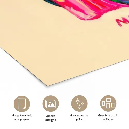 Camera - Memories - Roze - Geschilderd poster papier klein -closeup_NL
