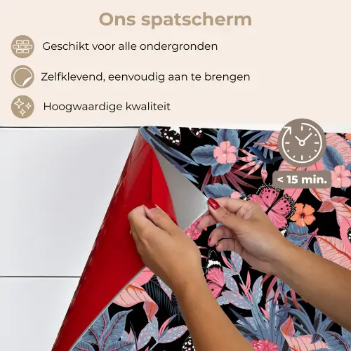 Zomer - Vlinder - Zwart - Roze keuken achterwand spatscherm klein 900 -spatscherm_NL