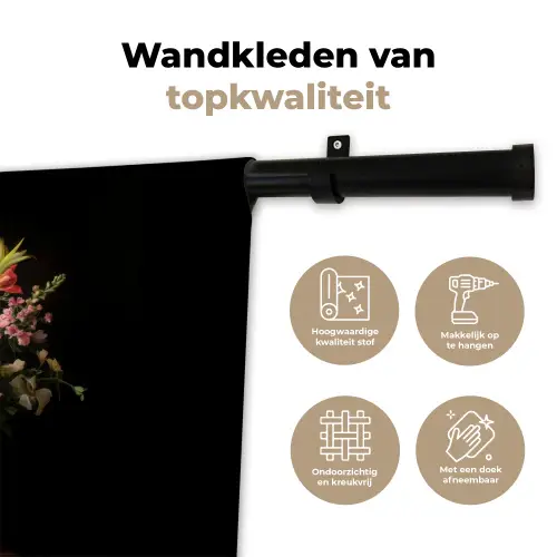 Kleur - Vaas - Bloemen - Boeket Wandkleed katoen klein -sfeer2