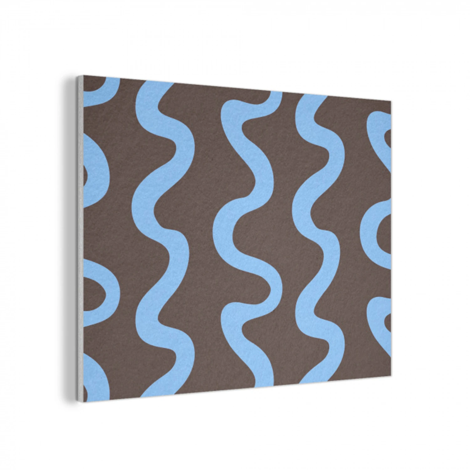 Kronkelende lijnen - Blauw - Bruin - Minimalistisch PET vilt klein 837 -3d