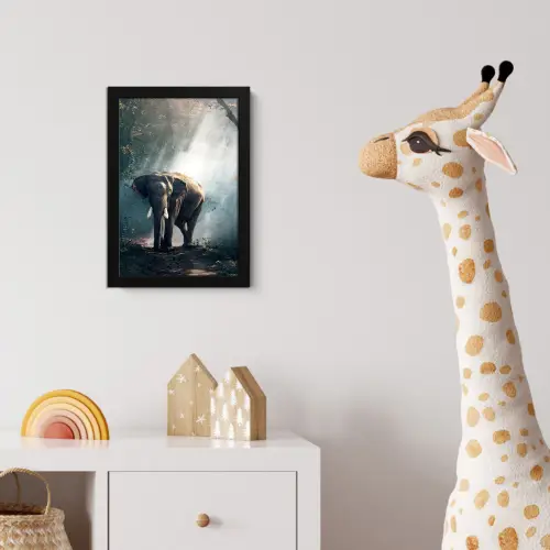 Olifant - Dieren - Licht - Bos - Natuur - Wilde dieren fotolijst zwart zonder passe partout klein -usfeer4_kinderkamer