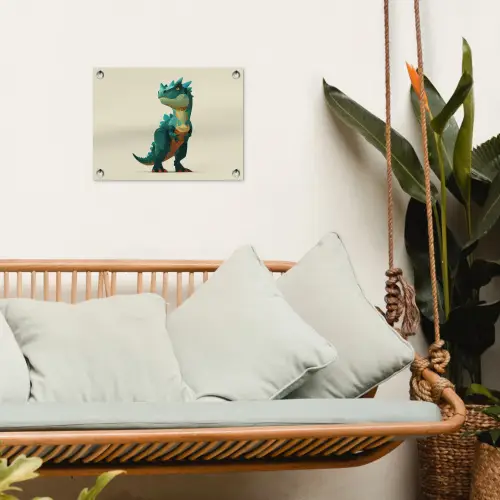 Stekels - Dino - Blauw - Gespierd tuinposter los doek klein -sfeer7