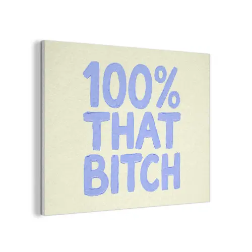100% that bitch - Blauw - Wit PET vilt klein -3d