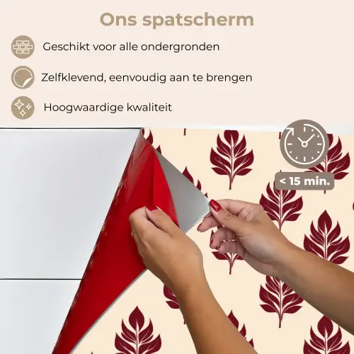 Botanisch - Patroon - Bordeaux keuken achterwand spatscherm klein 900 -spatscherm_NL