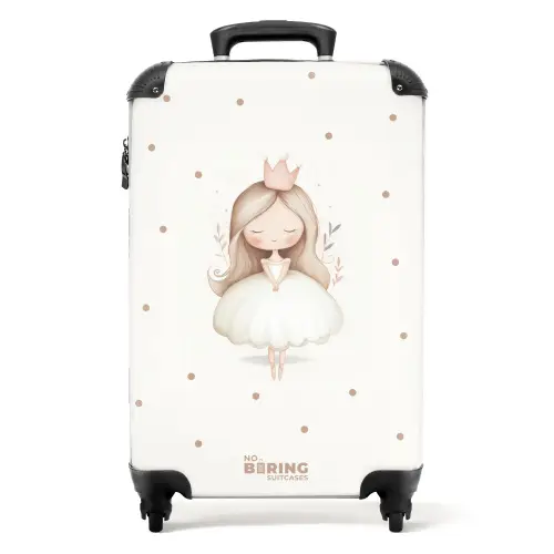 Ballerina prinses tussen beige stippen NBS - Handbagage koffer - Volwassenen Unisex middel -productfoto_recht