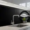 Pan - Vis - Zwart - Wit keuken achterwand 2 middel -3d_schuin