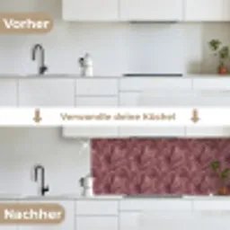 Bladeren - Patroon - Paars keuken achterwand 2 middel 871 -voor-na_DE