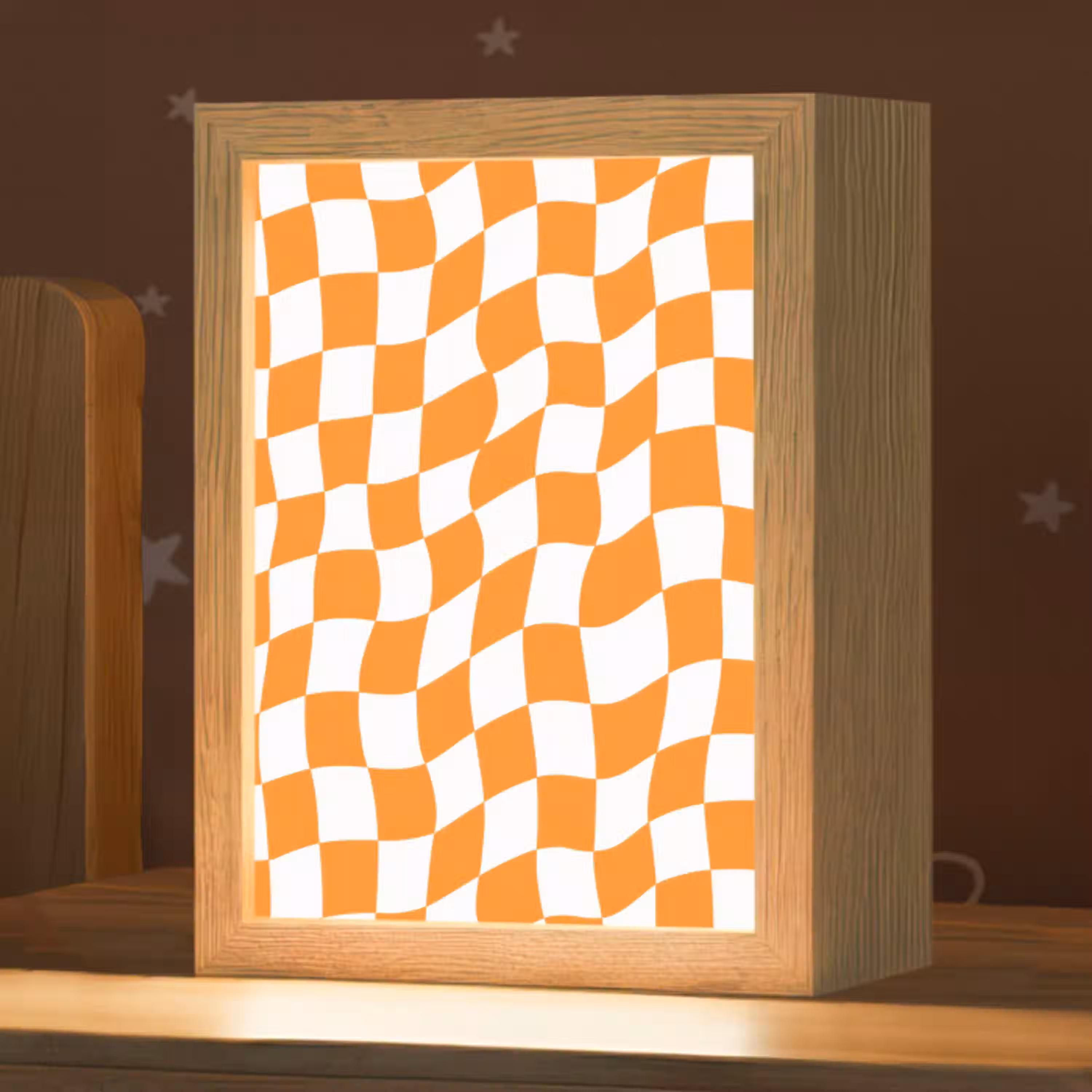 Golvend - Patroon - Oranje Light Box met kabel (Kinderlampje) klein 904 -zzz_3d_website