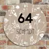 Beiges Blumenmuster - Modern Naambord Rond klein -sfeer2