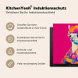 Lama - Kimono - Bloemenkrans - Felroze Inductie beschermer vinyl 3mm middel -tsfeer2_DE