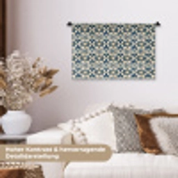 Tegel - Patroon - Blauw - Beige Wandkleed katoen klein 269 -tsfeer1_DE