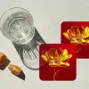 Bloem - Goud - Glazen onderzetter kurk middel -sfeer4