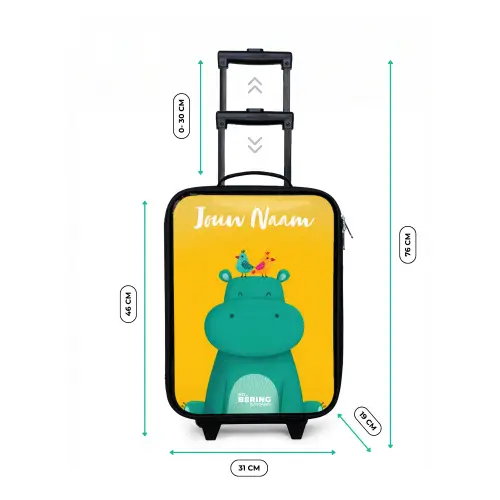 Nijlpaard - Vogels - Geel Kinderkoffer - Zwart klein -productfoto_formaten