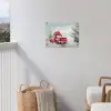 Auto - Rood - Cadeaus - Winter - Sneeuw - Kerst tuinposter los doek klein -sfeer8