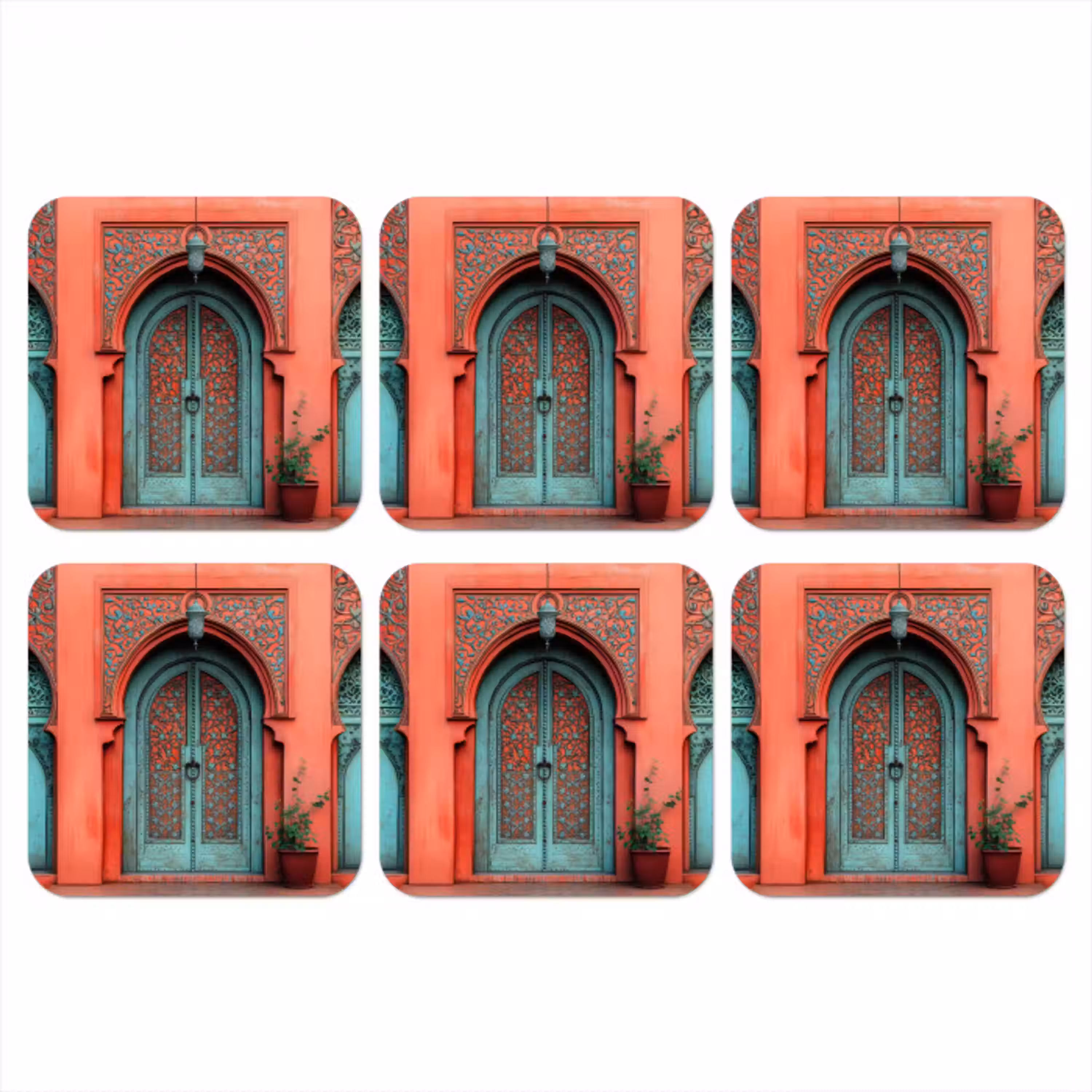 Lantaarn - Deur - Turquoise onderzetter kurk middel -3d