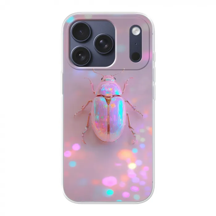 Kever - Metallic - Lichteffect - Roze Telefoonhoesje iPhone 17 Pro klein -3d