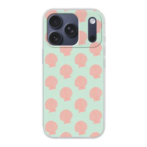 Schelpen - Patroon - Roze - Blauw - Zomer Telefoonhoesje iPhone 17 Pro klein -3d