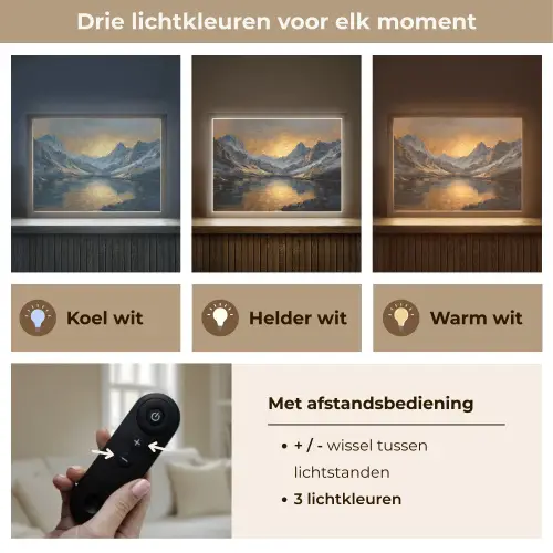 Berglandschap met Gouden Zonsondergang Light Box met batterij (Wandlamp) middel -USP_lichtkleurNL