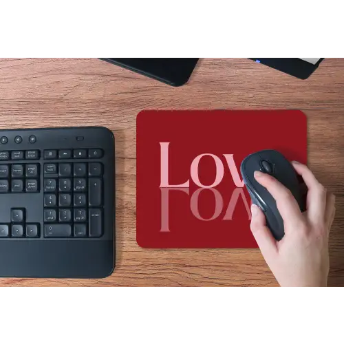 Love - Spiegeling - Rood muismat rubber klein -toetsenbord