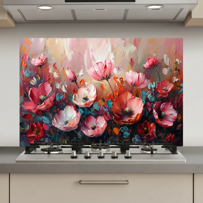 Klaprozen - Roze - Bloemen - Botanisch - Kunst keuken achterwand spatscherm klein -3d_website