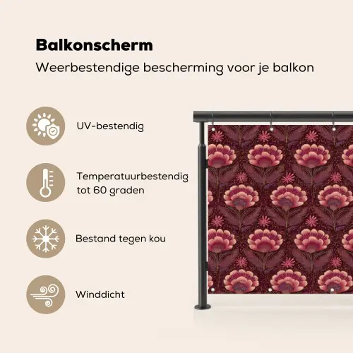 Bloemen - Waaier - Paars Balkonbeschermer Duitsland klein 596 -specs_NL