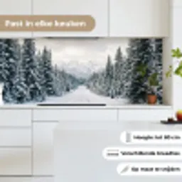 Weg - Sneeuw - Naaldbos - Winter - Avontuurlijk keuken achterwand 2 middel -sfeer4_NL