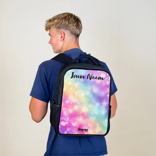 Licht - Regenboog - Hartjes Rugzak - Zwart middel -sfeer8